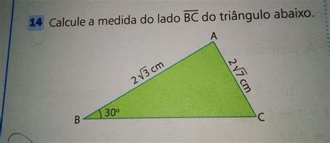 Calcule a medida do lado BC do triângulo abaixo R 8cm brainly br