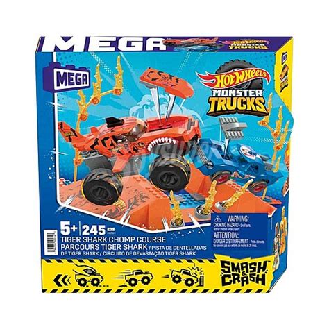 Mega Bloks Mega Construx Hot Wheels Monster Trucks Pista Tiger Shark Coches Con Set De Juego De