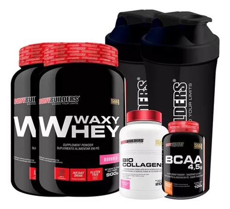 Kit Whey Col Geno Bcaa Coqueteleira Bodybuilders Parcelamento