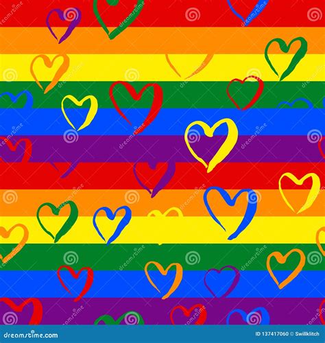 Gay Pride Rainbow Colored Pattern With Hearts Stock Vector Illustration Of Love Holiday