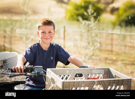 Caucasian Boy Driving Four Wheeler Outdoors Stock Photo Alamy