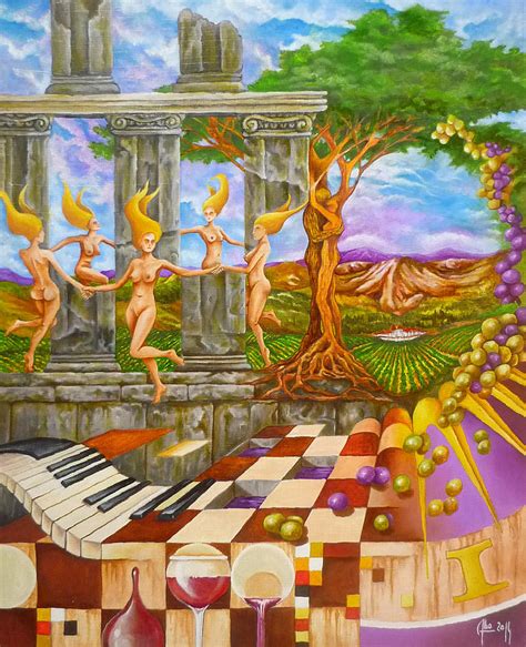 Les Amours Hallucines De La Vigne Et Du Pin Parasol Painting By Didier