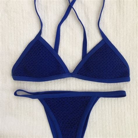 Acacia Swimwear Swim Push Up Net Blue Triangle Bikini Set Poshmark