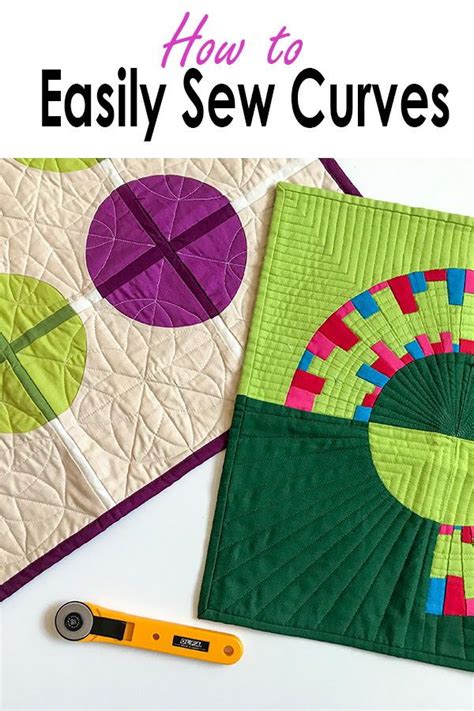 Two Quilts With The Words How To Easily Sew Curves On Them And A Pair