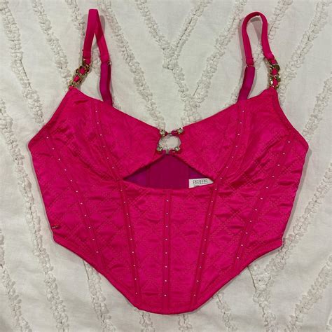 Hot Neon Pink Corset Top Lightly Worn Makes The Depop