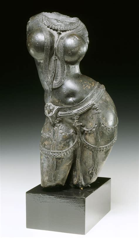 A Th Century Sculpture Of A Female Torso Carved In Black Chlorite