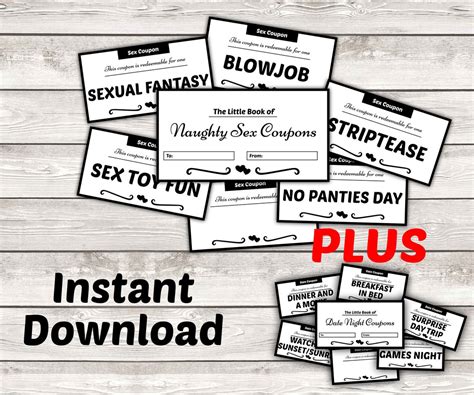 Printable Sex Date Night Coupons Boyfriend Birthday Gift For Him Gift For Husband