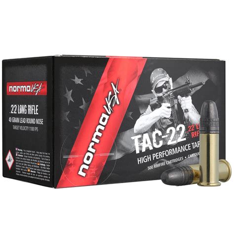 Norma Tac 22 Ammo 22 Long Rifle 40 Gr Lead Round Nose 50 Box Sopro Gear