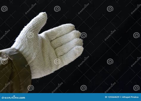 Left Hand In White Cloth Glove Stock Image Image Of Pair Prohibiting