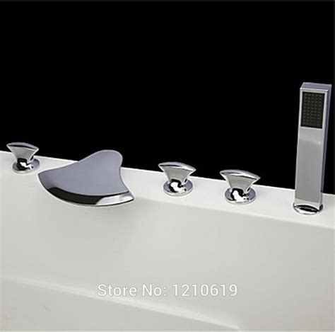 Newly Chrome Finish Bathtub Faucet Waterfall Spout Five Holes Three