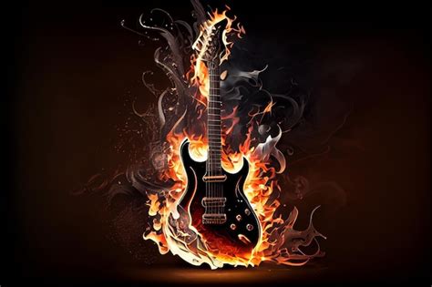 Premium Photo Generative Ai Of Electric Guitar In Burning Flames