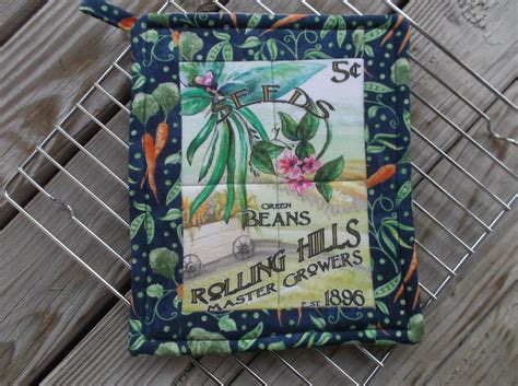 Seed Pack Cotton Quilted Potholders Novelty Trivets Hot Etsy