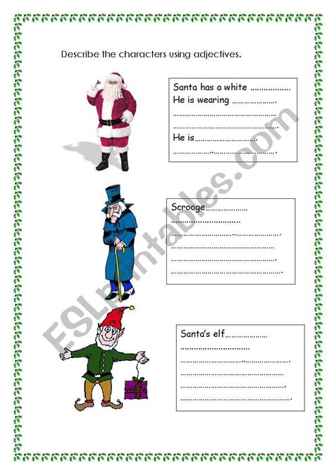 Describing Christmas Characters Esl Worksheet By Nicola Pinnock