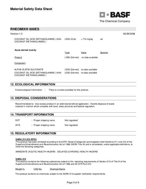 cde coconut oil diethanolamine data sheet