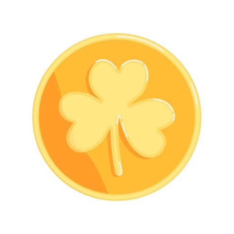 Premium Vector Golden Coin With Clover Leaf Flat Illustration St