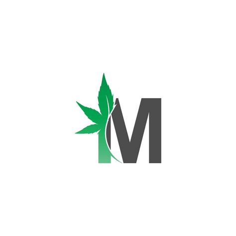 Letter M Logo Icon With Cannabis Leaf Design Vector Vector Art