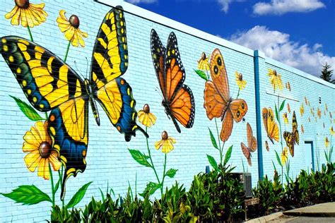 Community Butterfly Murals Butterfly Lady Garden Mural Murals