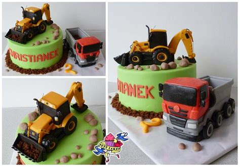 Excavator and Truck Decorated Cake by Petra Krátká CakesDecor