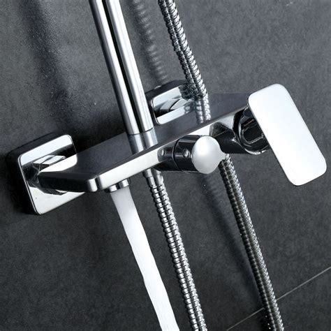 European Modern Copper Shower Sets Hot And Cold Shower Faucet Silver White