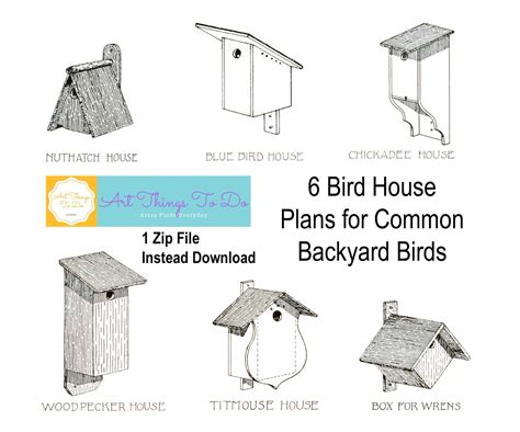 Instant Download Bird House Plans for 6 Common Backyard Birds DYI