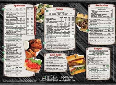 The "Original" JJ Twigs Pizza & Pub menu in Palatine, Illinois, USA