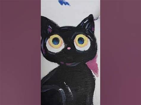 чёрный котик на холсте #арт - YouTube