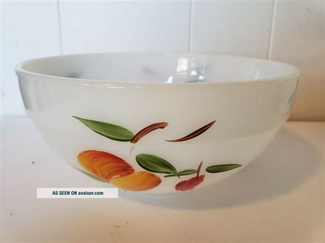 Vintage Fire King Painted Gay Fad Fruit 4 Nesting Mixing Bowls White