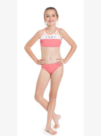 Free To Go Crop Top Bikini Set For Girls 8 16 Roxy