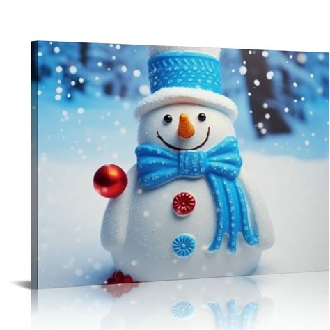 ONETECH Christmas Snowman Doll Wall Art Canvas Poster Print Pictures