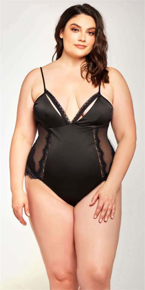 Plus Size Nude And Black Satin Lace Chemise Sexy Women S LIngerie