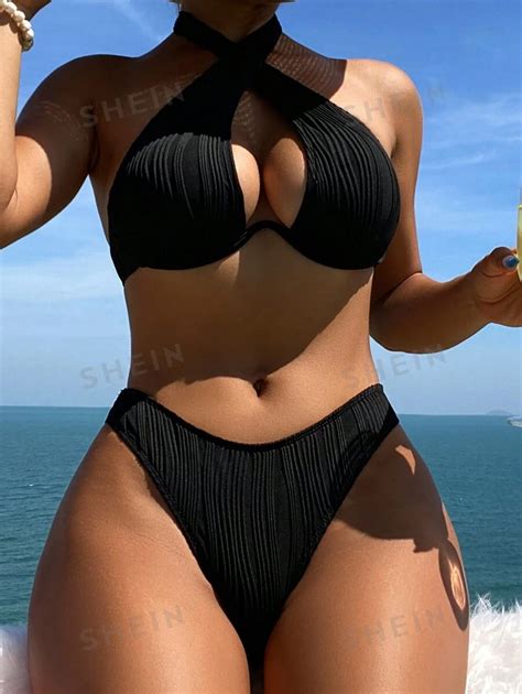 Ensemble De Maillot De Bain Bikini Dos Nu Croisé Music Festival Mode en ligne SHEIN FRANCE