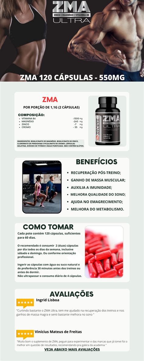 ZMA ULTRA 120 Cápsulas 550mg Grande Atleta Suplementos