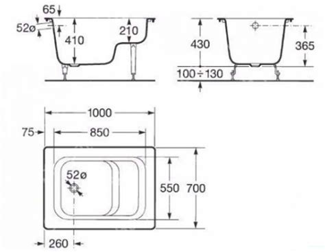 Размеры чугунных ванн