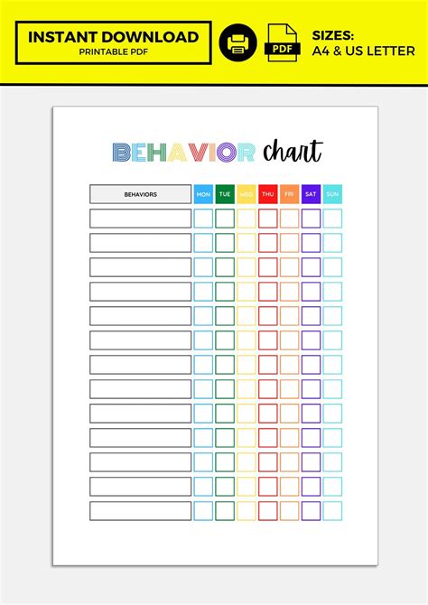 Behavior Chart, Behavior Chart for Kids, Behavior Chart Preschool ...