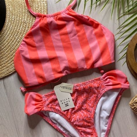 Billabong Swim Billabong Girls Reversible High Neck Halter Bikini