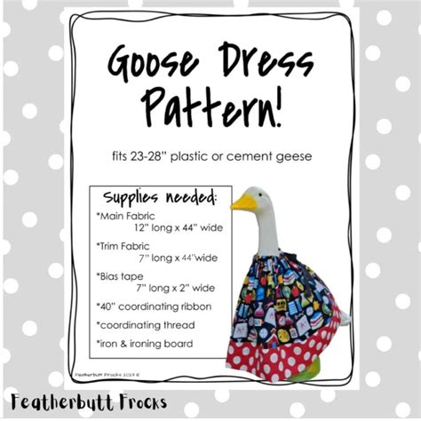 Goose Dress Sewing Pattern Pdf Instant Download Lawn Goose Porch Goose Plastic Goose Cement