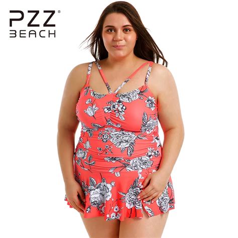 2018 Sexy Halter Plus Size Swimwear Women Floral Print Swimdress