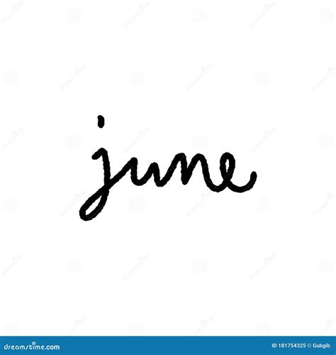 June Hand Lettering On White Background Stock Vector Illustration Of