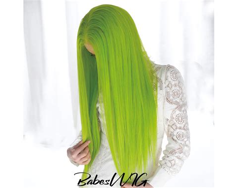 Limelight Long Neon Green Glueless Lace Front Wigs Human Hair Etsy