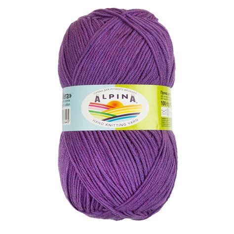 Пряжа ALPINA "VERA" 55% акрил, 45% хлопок 100 г 280 м №20 сиреневый ...