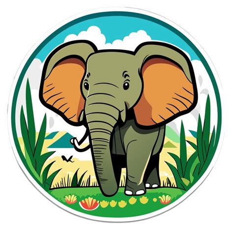 Premium Vector Cartoon African Forest Elephant Sticker Illustration