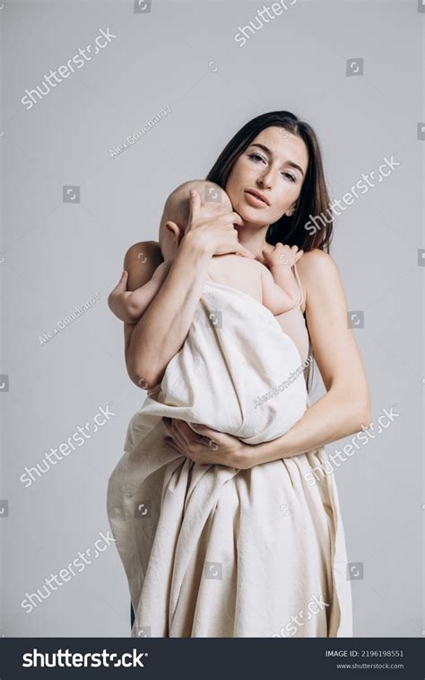 Naked Beautiful Woman Holding Baby Her Stock Photo Shutterstock