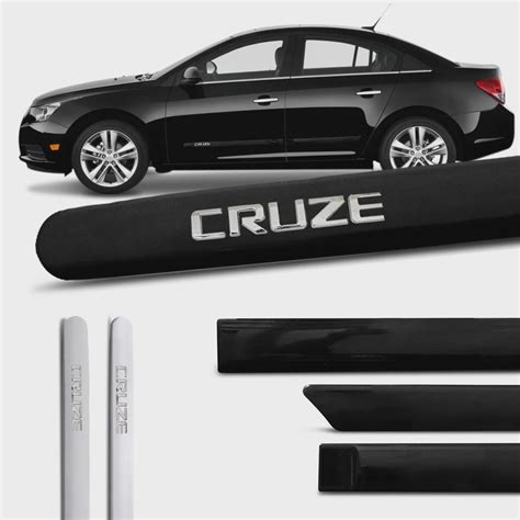 Jogo De Friso Lateral Cruze 2012 A 2022 Branco Preto Prata Redondo