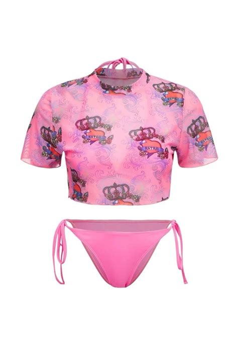 elifbilginbutik kadın pembe tişört pareolu sexy bikini takımı Fiyatı Yorumları Trendyol