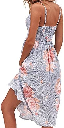 Fancyinn Sommerkleid Damen Knielang Dekoltee V Ausschnitt Boho Rückenfreies A Linien Kleid