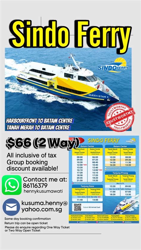 Sindo Ferry Singapore To Batam Way All Inclusive Tickets Vouchers