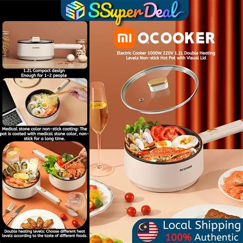 Xiaomi Ocooker Electric Cooker W V L Double Heating Levels Non Stick Hot Pot With