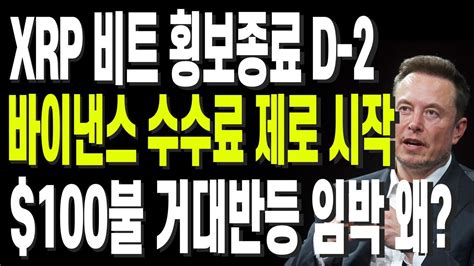 비트코인 리플 도지코인 이더리움 Xrp 비트 횡보종료 D 2 바이낸스 수수료 제로 시작100불 거대반등 임박 왜 Youtube