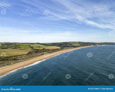 An Aerial View Of The Magnificent Beach At Slapton Sands In Devon Stock