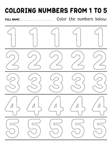 Coloring Numbers 1 To 5 Worksheet | Teaching Resources